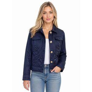 Navy Blue Utility Jacket S Military Button Front Lightweight Casual Preppy